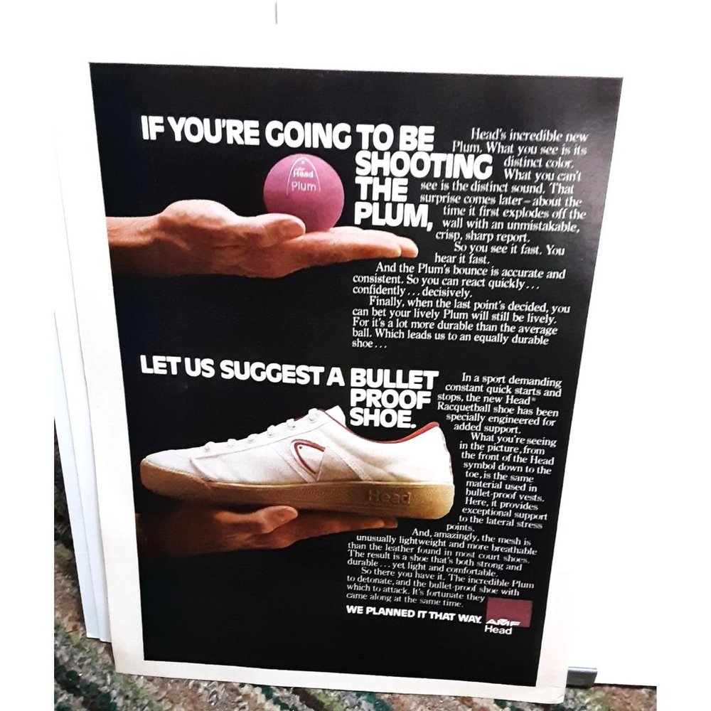 1979 AMF Head Racquetball Shoes Original Print Ad